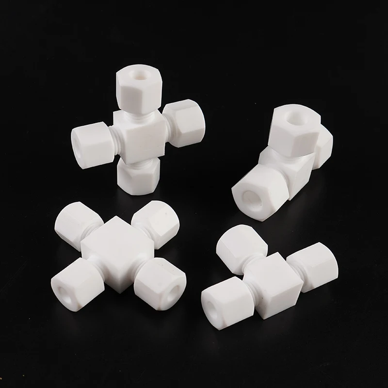 

WESTCREEK 6 8mm PTFE Cross Joint Corrosion Resistant Acid Alkali Compression 4 Way Bite Fitting Tube Insert