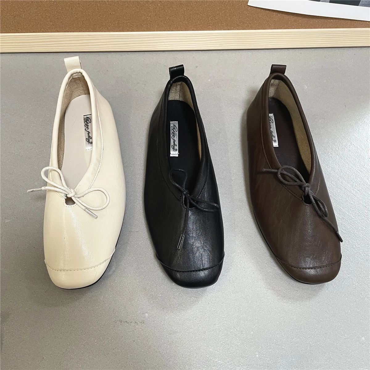 Bailamos Marke Damen Vintage Flats, bequeme Leder-Ballettschuhe, weiche Damenschuhe, Slip-On-Loafer für Damen