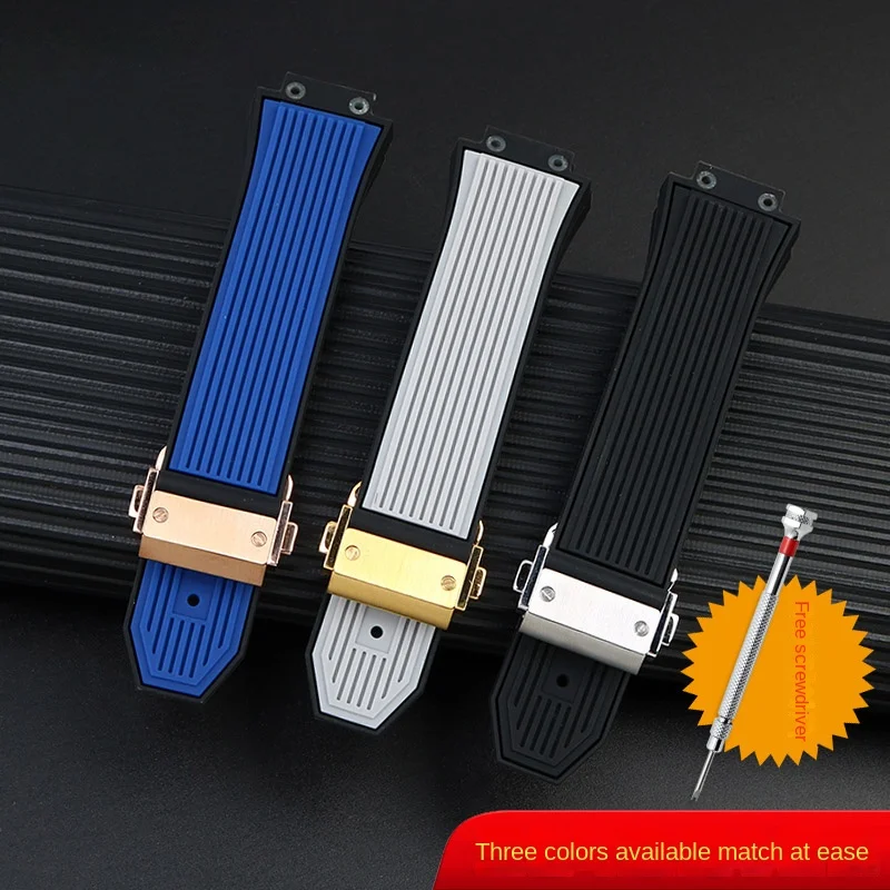 Rubber watch strap for HUBLOT BIG BANG 441 Classic Fusion Belt Men Watchband 27*17mm Convex mouth Watch Band For men Send tool