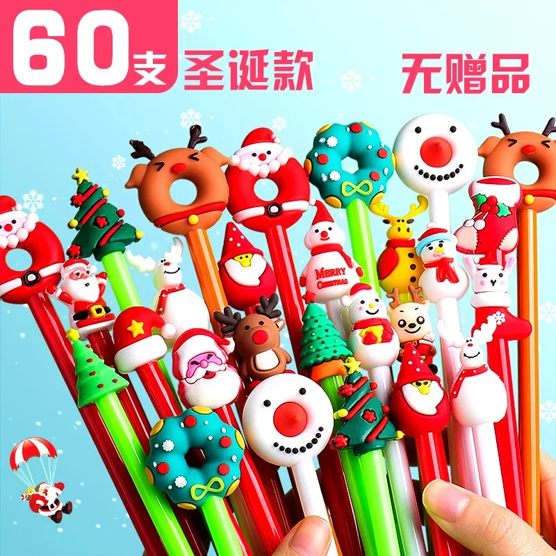 

40 шт., 60 шт., 100 шт., ручка с рисунком медведя Nietzsche, рождественский подарок, креативная детская сетчатая красная ручка из ПВХ, креативная супер милая нейтральная ручка