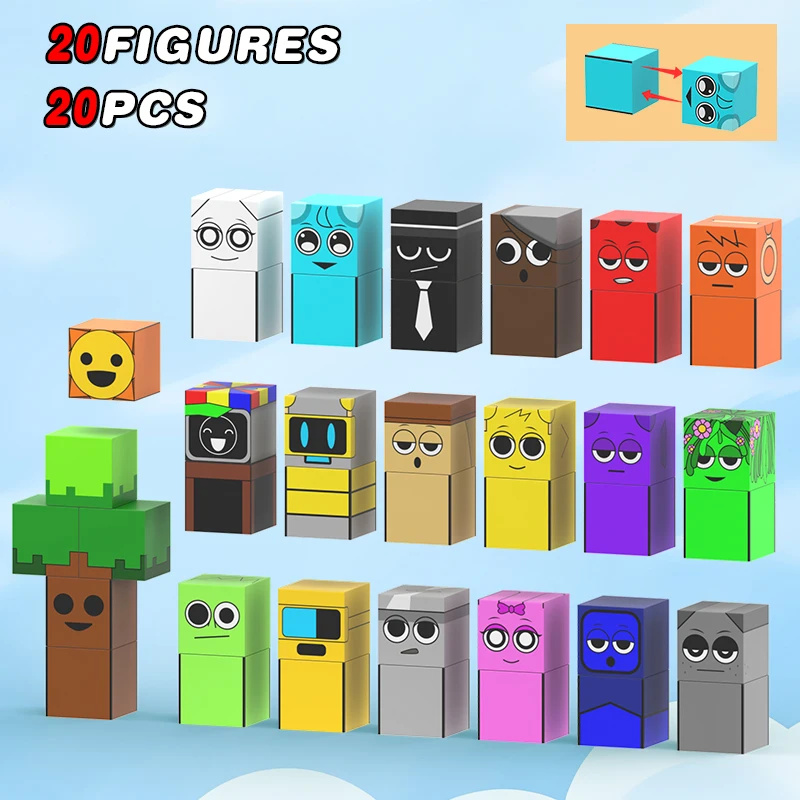 Incrediboxs Sprunki Magnetic Blocks Sprunki Figures Magnet World Frozen Edition STEM Sensory Toys for Toddler Kids Birthday Gift