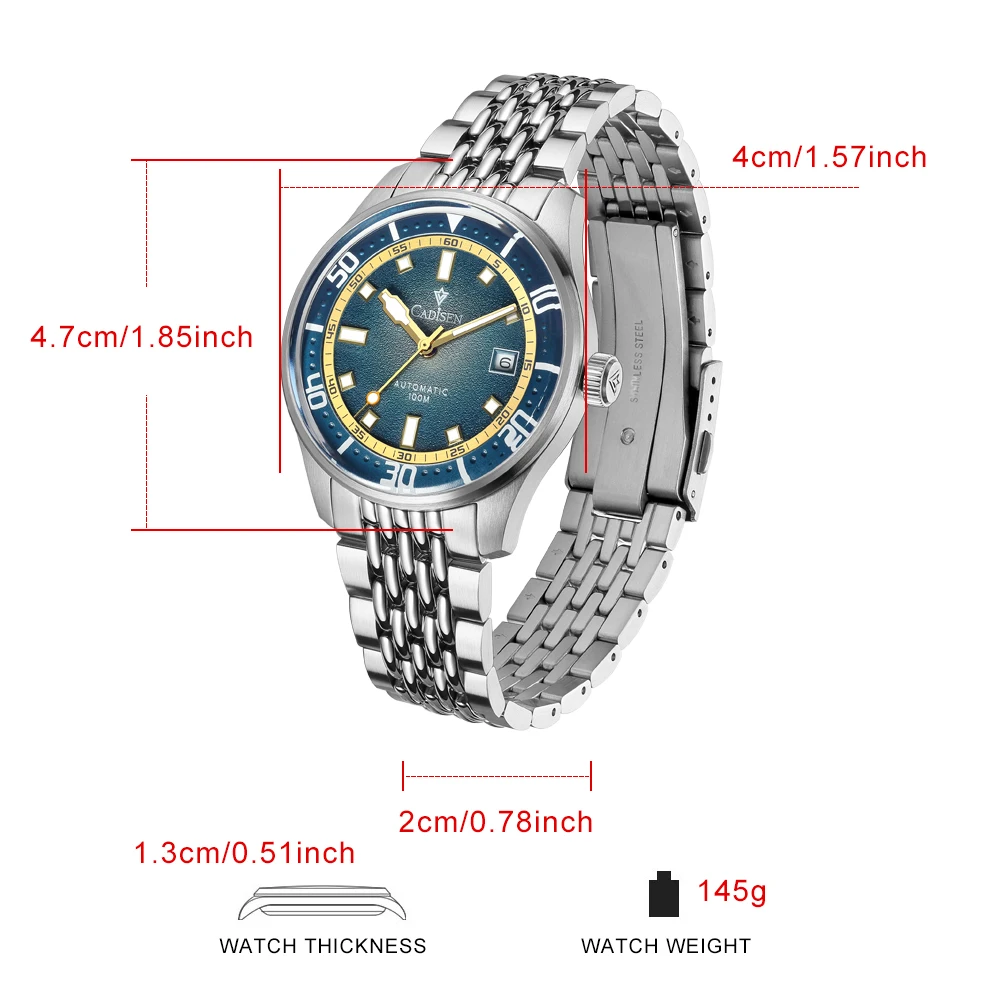 CADISEN C8244 Sapphire Glass Watches Men Japan MIYOTA 8215 Men`s