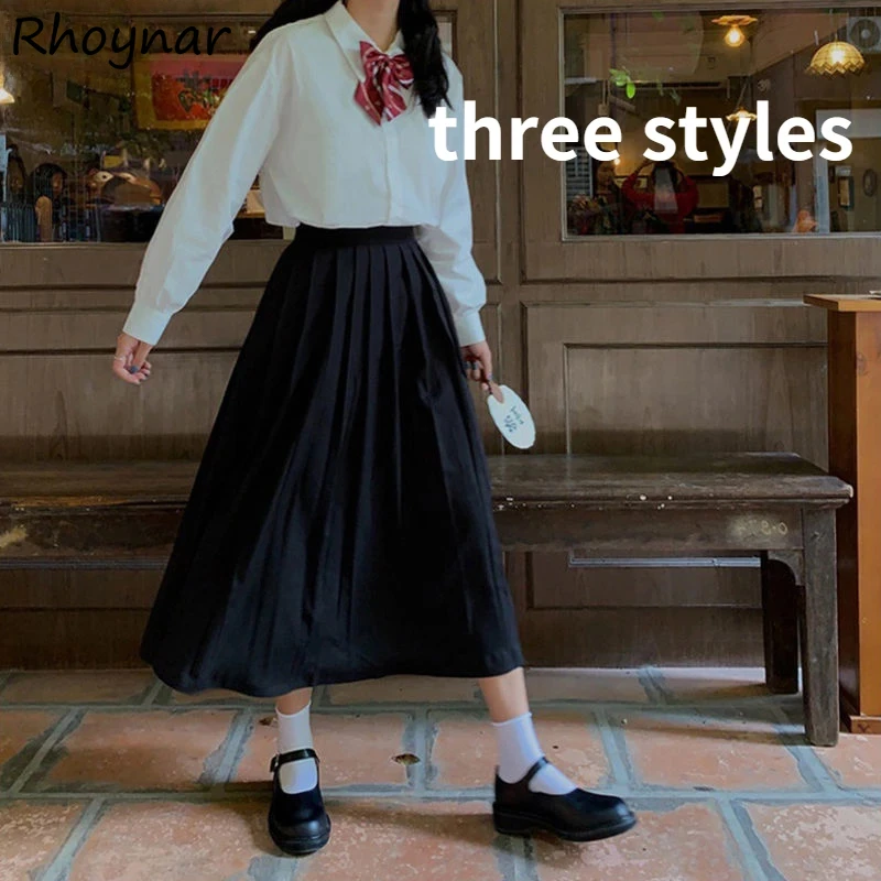 Hot Sale Black Skirts Women Pleated Skirt Jk Preppy Style Ulzzang High Waist All-match S-5XL Fashion Simple Basic Mujer Students