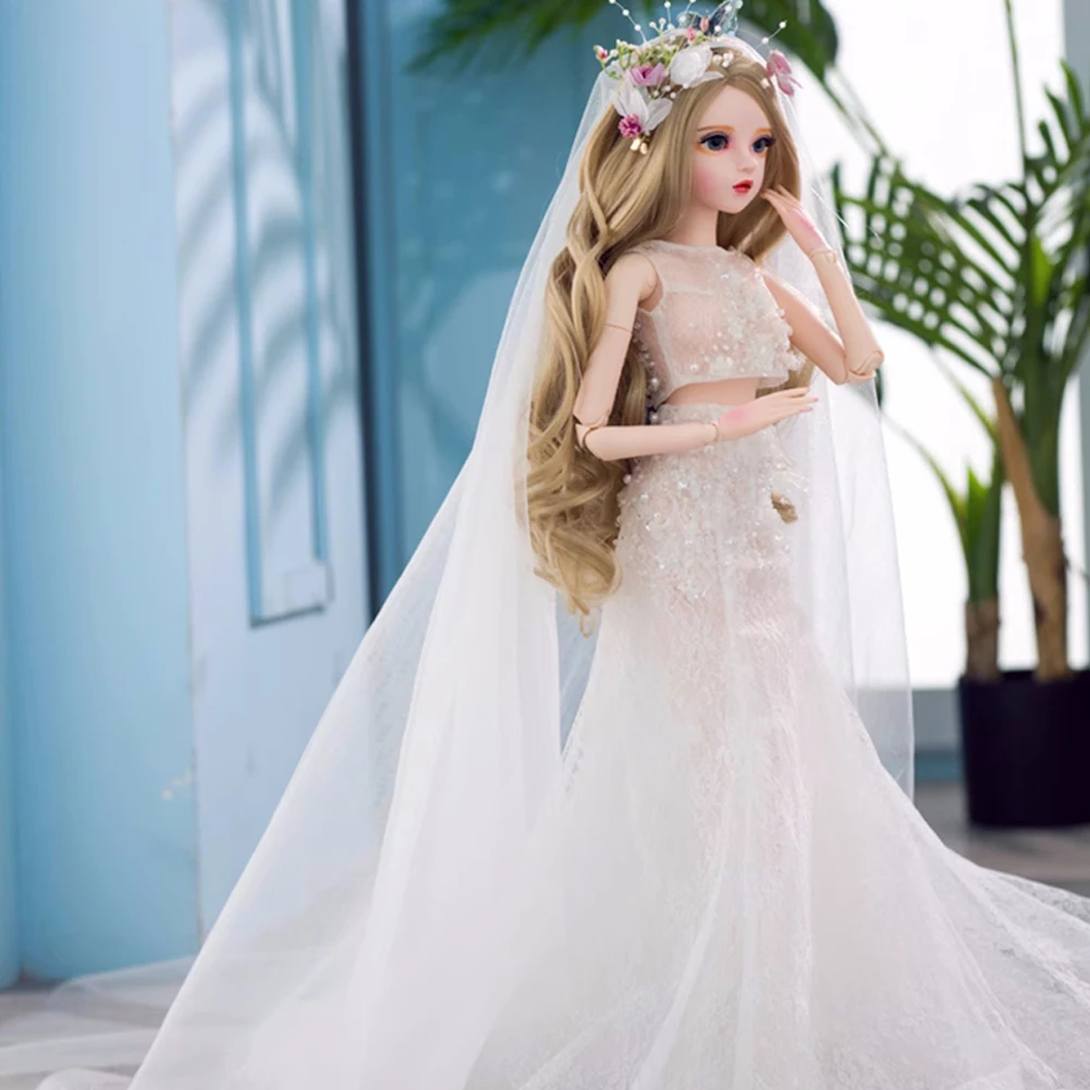 YUTOTUE 60 cm Hoogte Meisje Pop Grote BJD Speelgoed Handbeschilderd Make-Up Levensechte Mooie Kleding Pak Krullend Haar Pruik