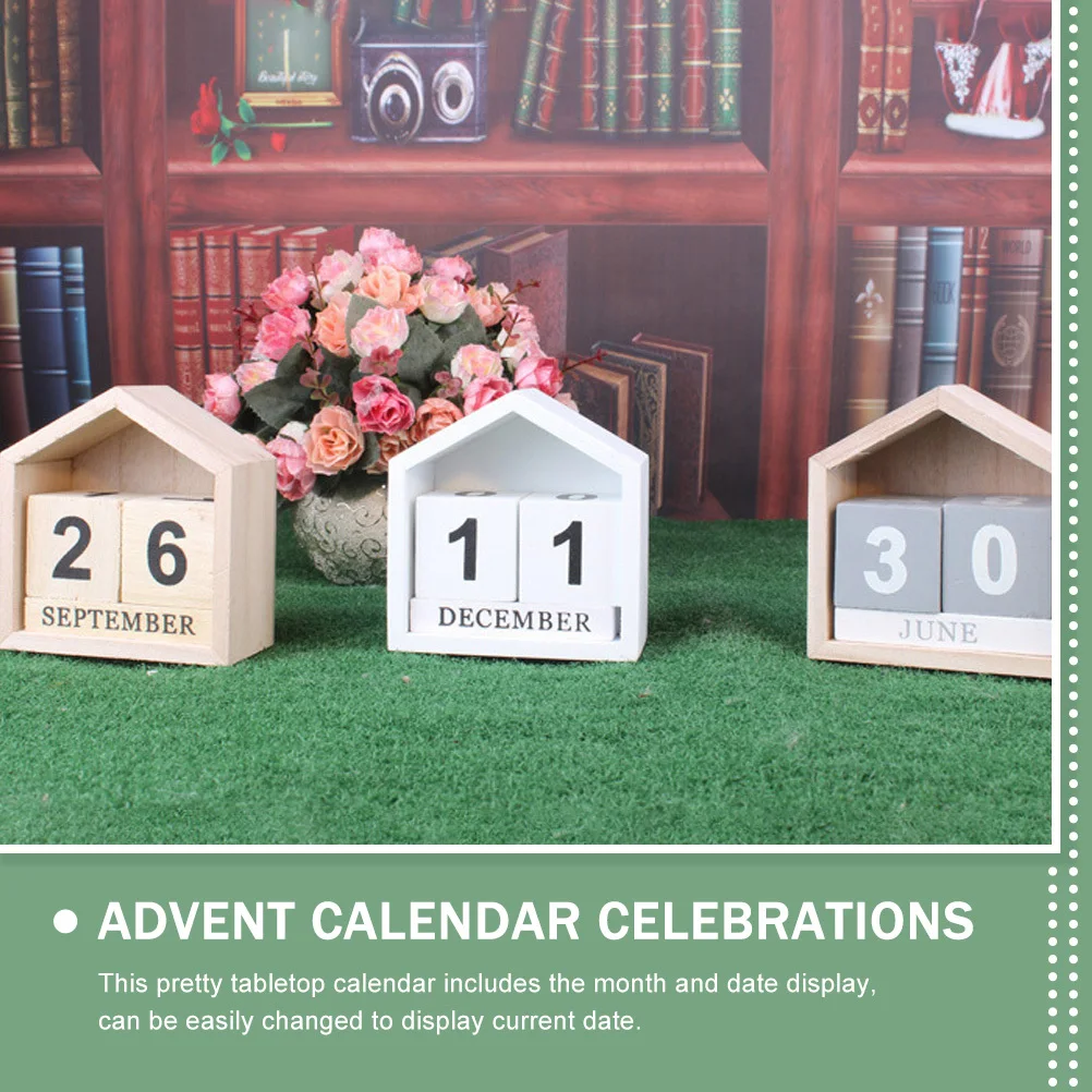 Wooden Perpetual Calendar Block For Desk Tabletop Date Changer Home Office Decor Teacher Gift Wood Block Calendar Stand Reusable