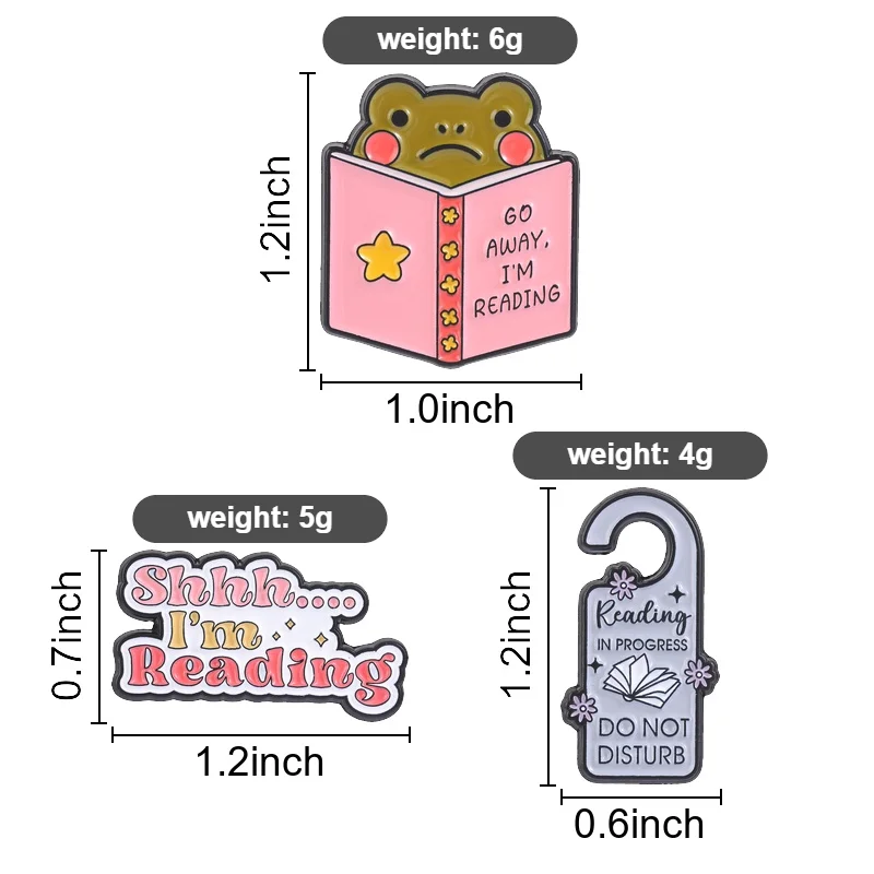 Go Away I'm Reading Enamel Pins Bookish Frog Brooches Bookworm Daily Lapel Badges Cartoon Introvert Reader Jewelry Gift