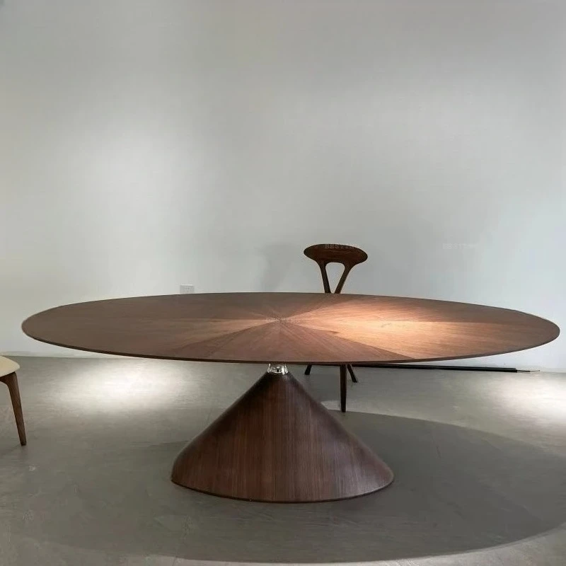 

Итальянский современный дизайн, простой стиль, мебель для столовой, деревянный стол, новый овальный обеденный стол из массива дерева НЛО