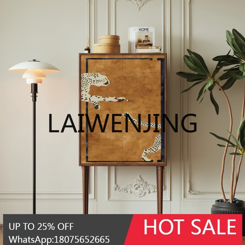 

French Entry Lux Leopard Sideboard Cabinet Wall Clothes Closet Locker Multi-Functional Solid Wood High Foot Cabinet