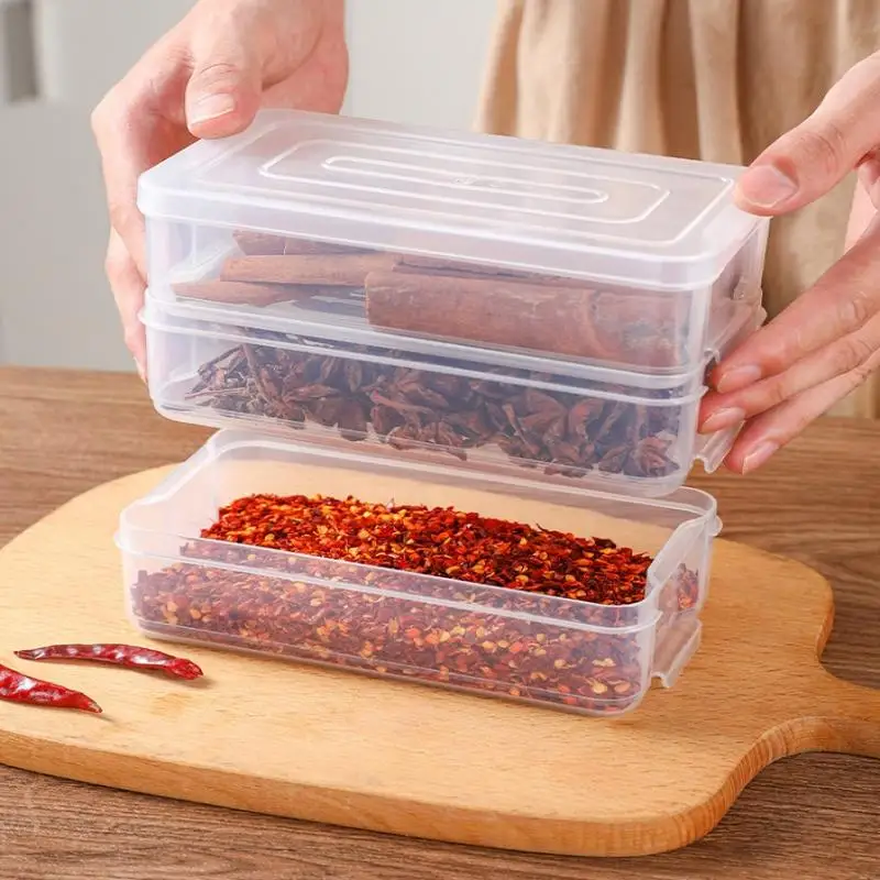 1PC Stackable Spice Storage Boxes Plastic Seasoning Jar Multi-Layer Food Container Crisper Cereal Coffee Beans Sealed Organizers