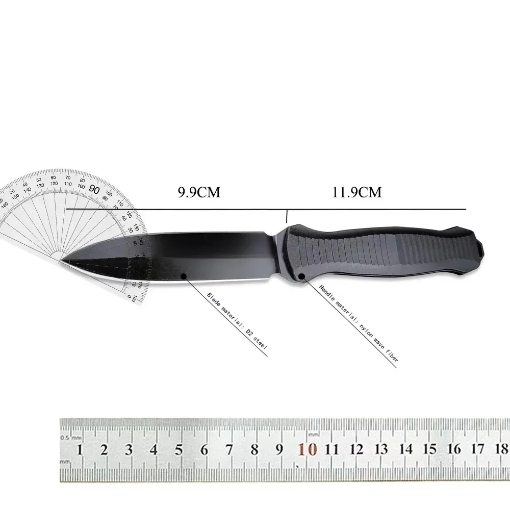 NEW BM 133BK D2 Steel Fixed Blade Tactical Black EDC Combat Survival Knife Self Defense Hunting Camping Tools