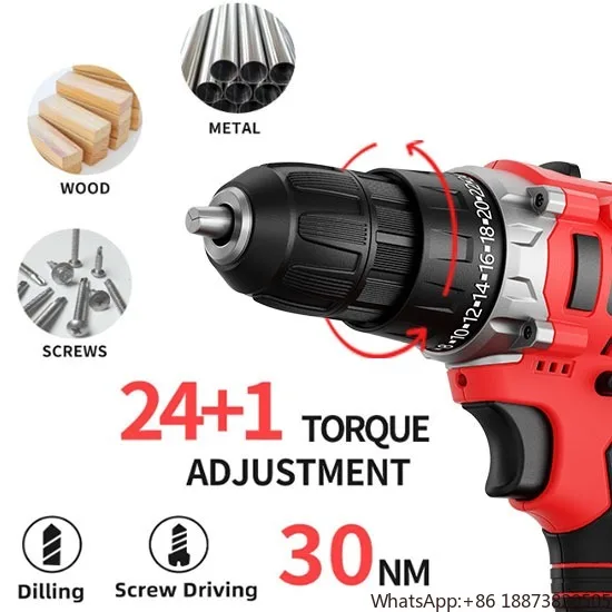 

21V Electric Cordless Impact Power Drill Kit Battery Operated Screwdriver Drill Machine Hand Tool Polishing Electrical Tool Box