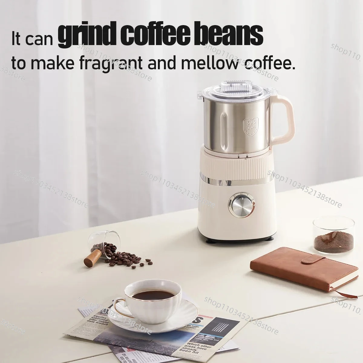 1.2L Wet Dry Grinder Electric Coffee Grinder Commercial Multifunctional Food Processor Coffee Bean Spice Milling Machine