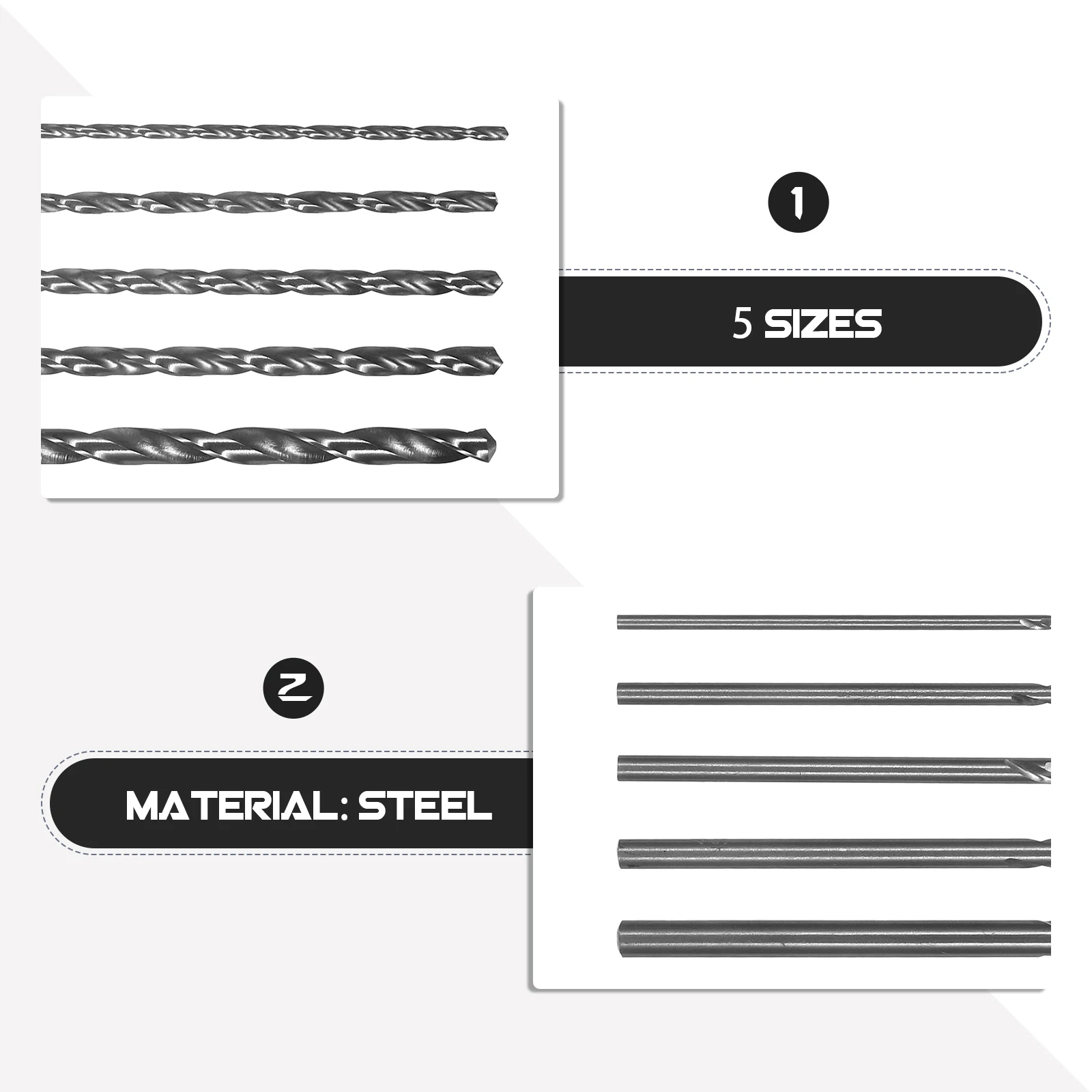 

5pcs Titanium Coated Straight Shaft High Speed Steel Drill Bit Set Small Cutting Resistance For Plastic Wear