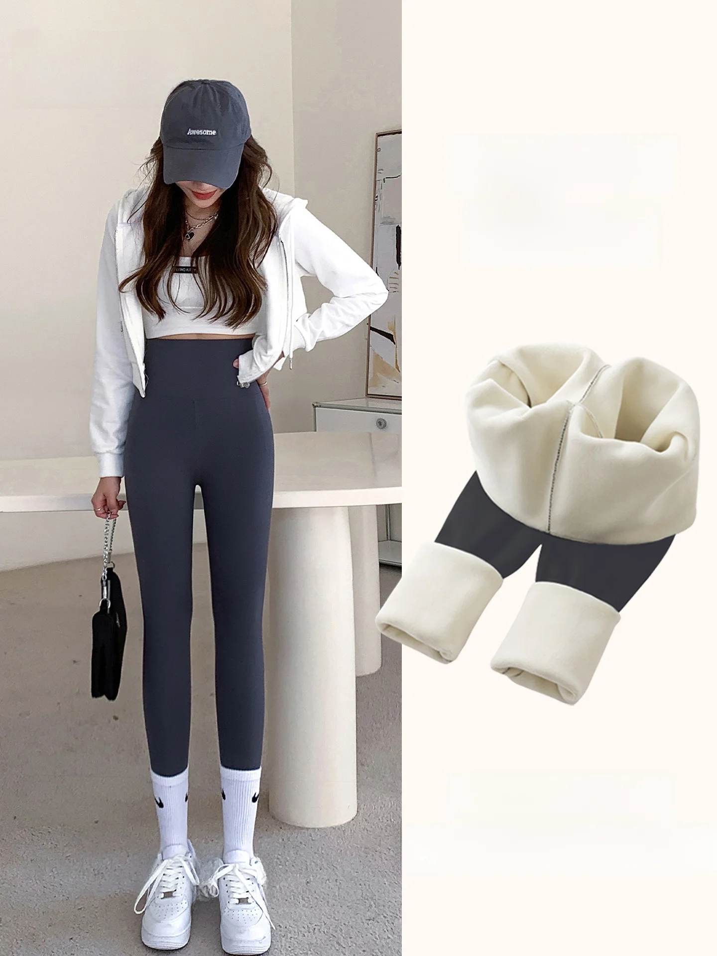 Warmth Yoga Pants Women's Thiened Autumn Winter High Waist Long Leggings ark Skin Design Tummy Control Butt Lifting