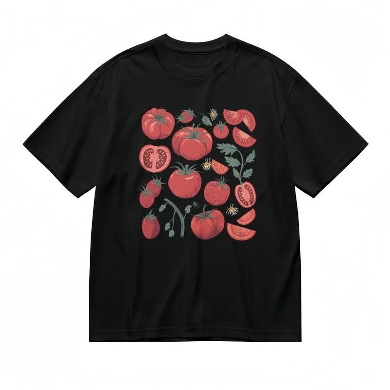 

Cut Tomato Graphic Printing Summer Luxury Brand Cotton Men's and Women's T-Shirts Short Sleeves Street Fashion Trend