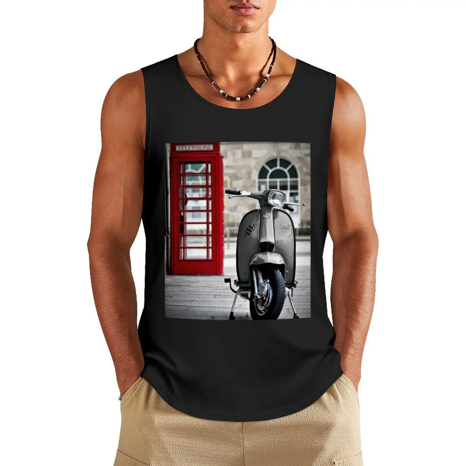 Italian Grey Lambretta GP Scooter Tank Top gym wear men sleeveless tshirts for men sleeveless shirts