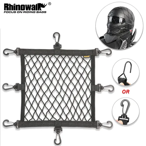 Rhinowalk motocicleta 8 ganchos de Metal o plástico soporte para casco red de equipaje de motocicleta soporte de malla almacenamiento bolsa de maletero Accesorios