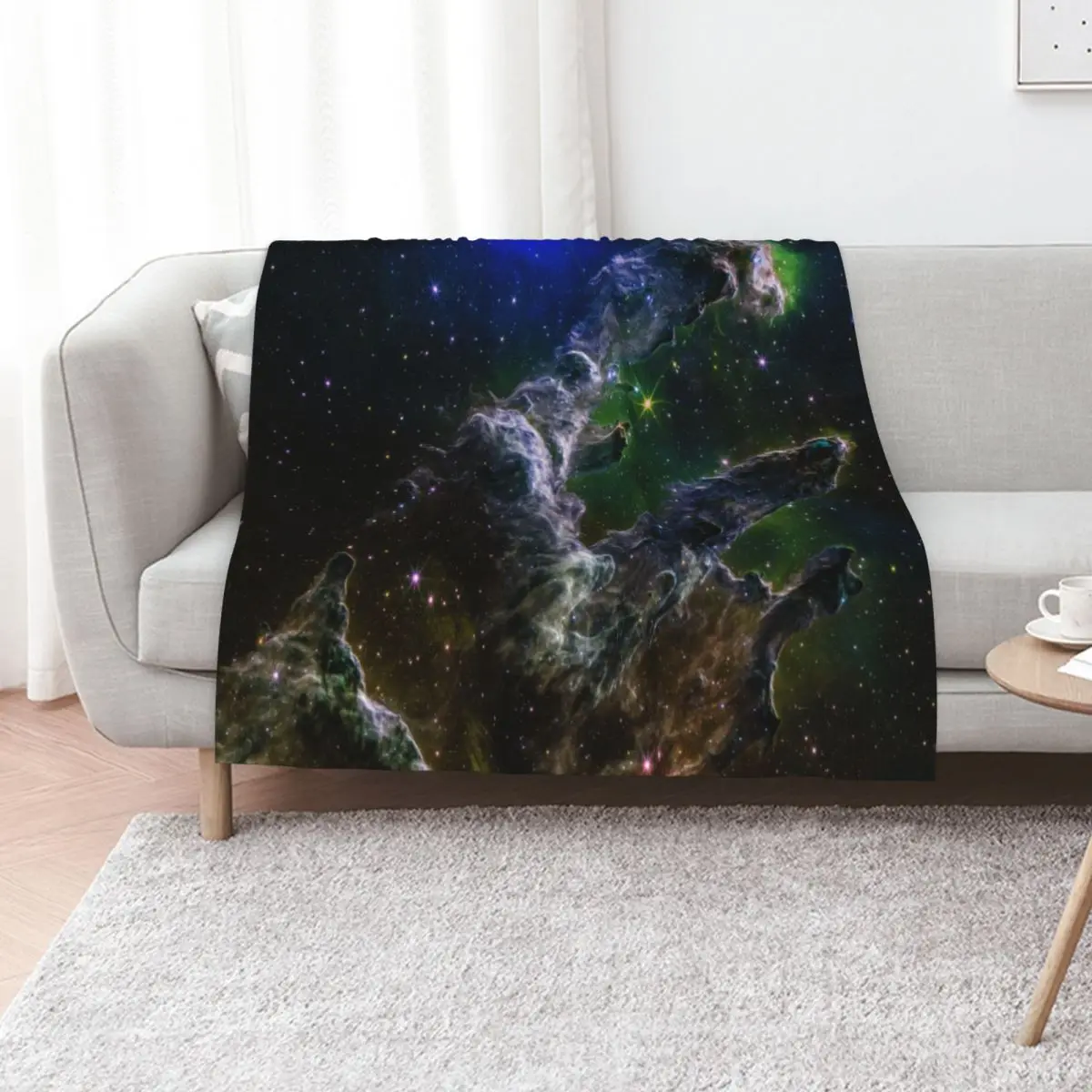 Pillars of Creation JWST comp deep green blue Throw Blanket bed plaid Camping Quilt Decorative Sofa Nap Custom Blankets