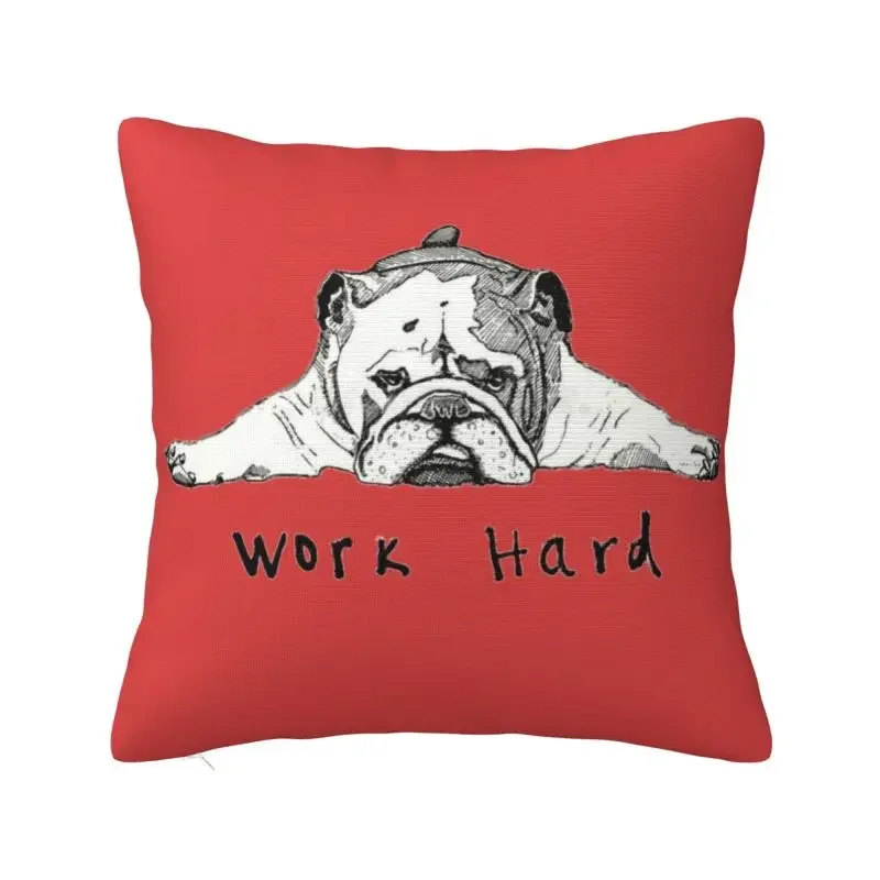 Funny French Bulldog Hard Work Luxury Pillow Cover Home Decorative Cute Dog Puppy Sofa Cushion