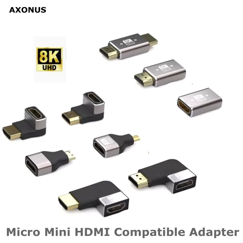 HD 90 270 Degree Right Angle 2.1 8K 60Hz Male to Female Converter Micro Mini HDMI-compatible Cable Connector For TV Laptop