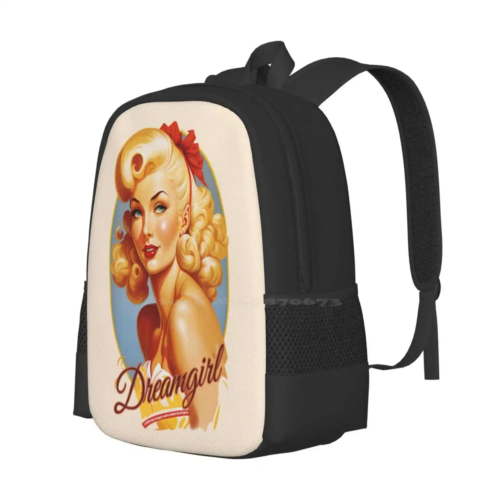 Dreamgirl Hot Sale Schoolbag Backpack Fashion Bags Vintage Retro Dream Girl Beauty Pinup Blond Gorgeous 50S Woman Cute