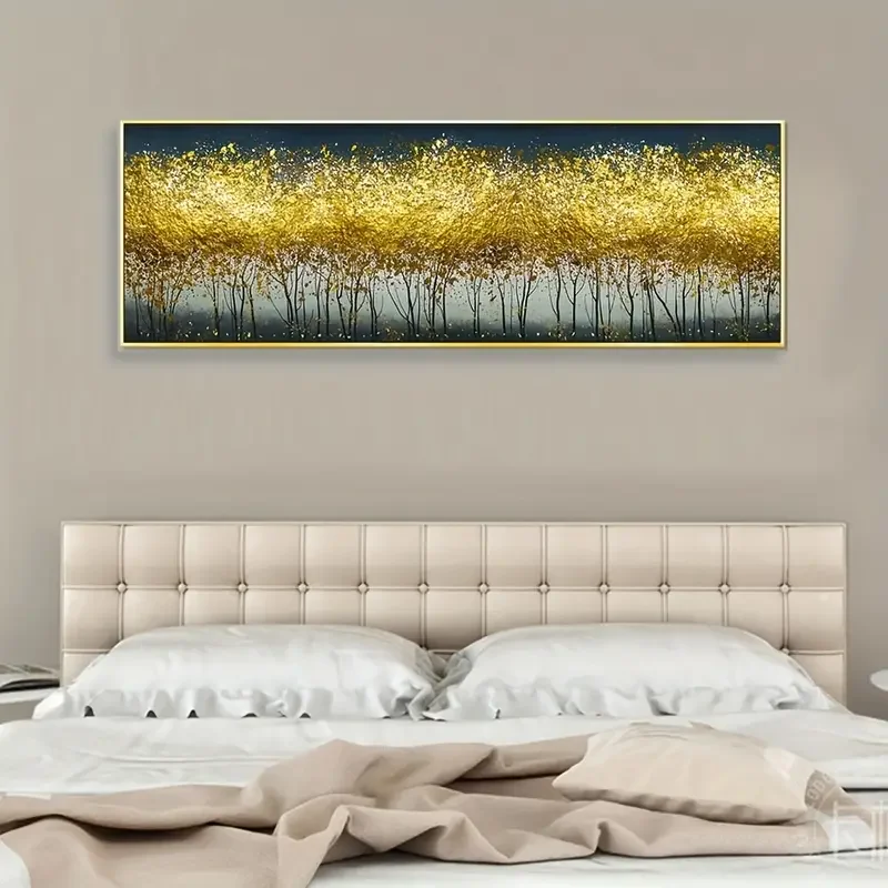 1pc Modern Gold Leaves Tree Forest Wall Art Canvas Paintings Poster Pictures Print For Living Room Bedroom Interior Home Decorat
