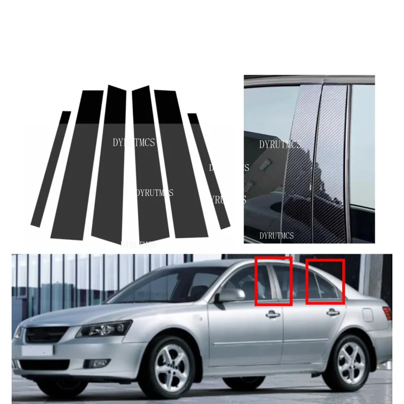 Gloss Black Pillar Posts Fit For Hyundai Elantra/Avante Sedan 2000-2006 Carbon  Window Decor Door Side Mouliding Trim Cover