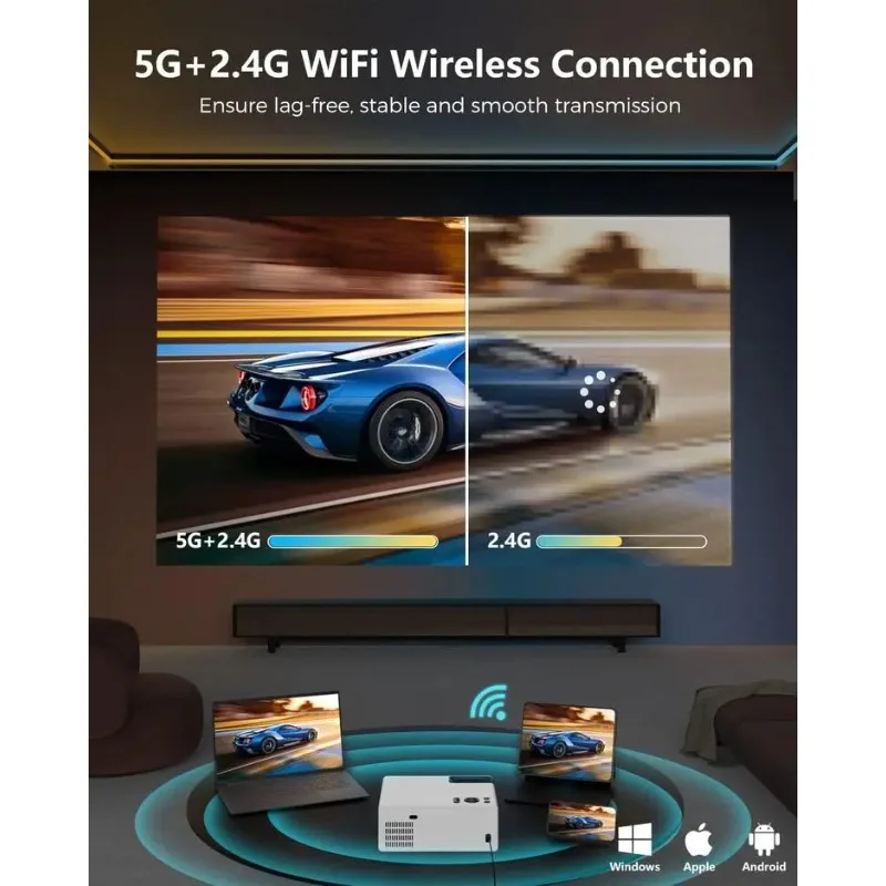 Projetor inteligente LED portátil de venda quente 1080P Full HD Movie Cinema apresenta home theater sem fio