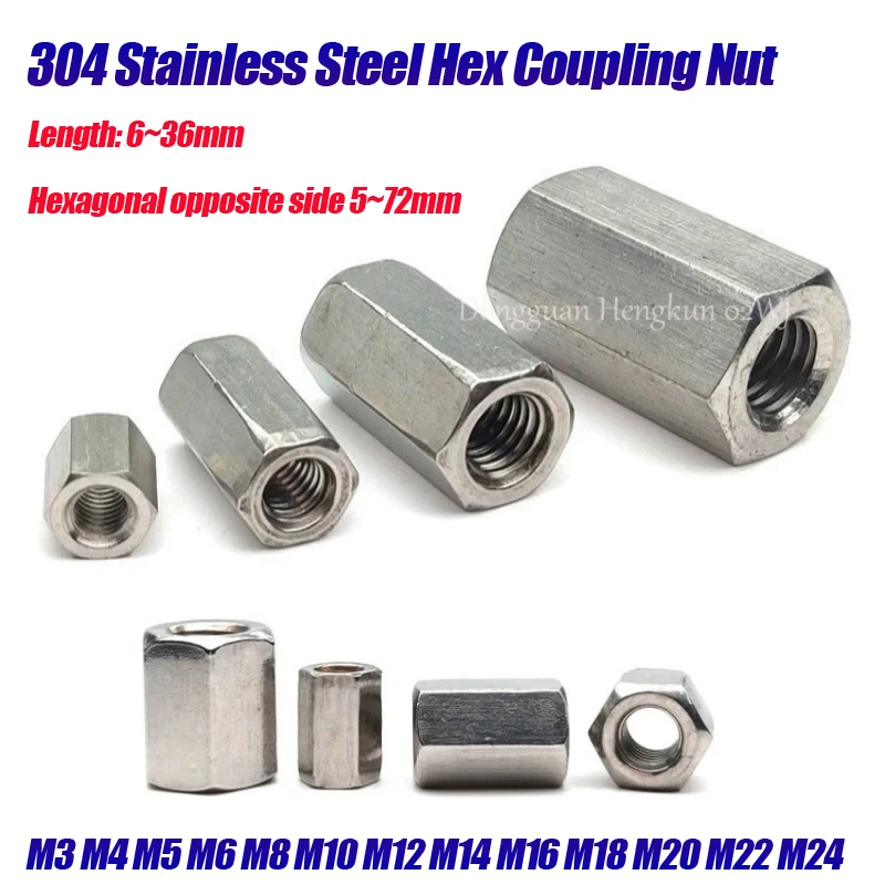 

2pcs M3 M4 M5 M6-M24 Hex Coupling Nut 304 Stainless Steel Motherboard Standoffs Hexagonal Board Rack Spacing Screw Bolts Spacer