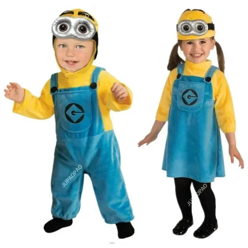 MINISO Minions Volle Familie Cosplay Kostüm Junge Mädchen Kleid Overalls Kinder Erwachsene Maskerade Despicable Me Karneval Party Dress Up