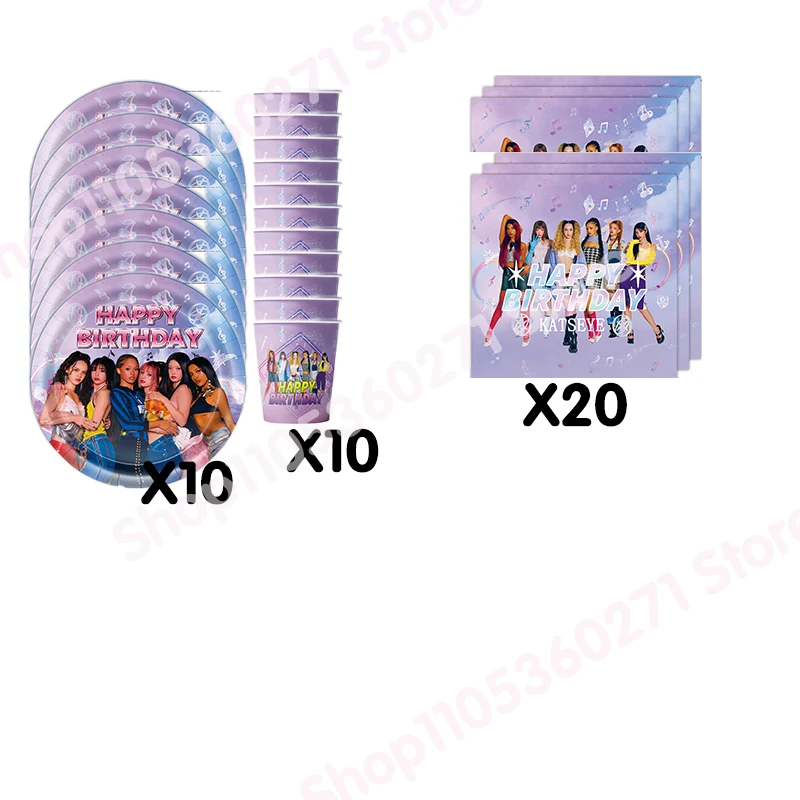 K-Katseye Verjaardagsdecoratie Kpop Girl Group Servet Ballon Beker Plaat Tafelkleed Banner Voor Meisjes Festival Party Fans Cadeau