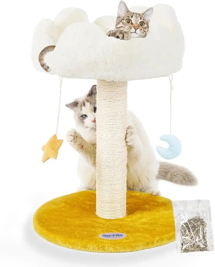 

Happi N Pets Cloud Cat Tree, Scratching Post with Bed, Small Tree for Kittens, Cat Scratch Post with Cloud-Shaped Soft P