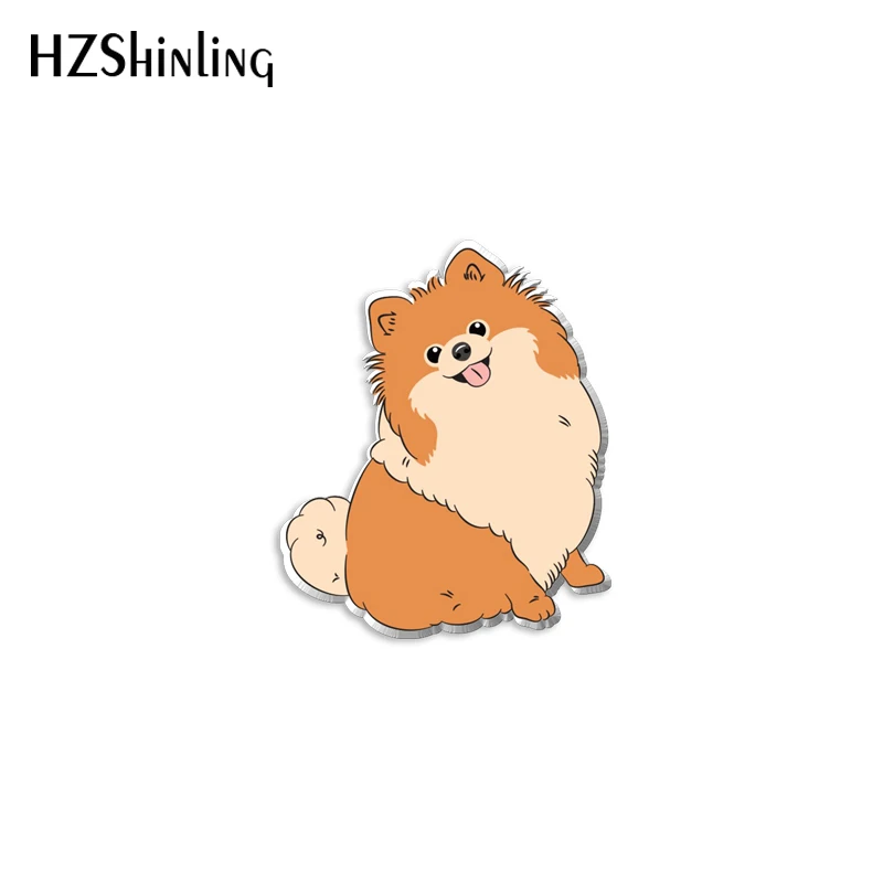 2023 New Pomeranian Acrylic Lapel Pin Brown Dog Epoxy Butterfly Clasp Pin Handmade Butterfly Brooch