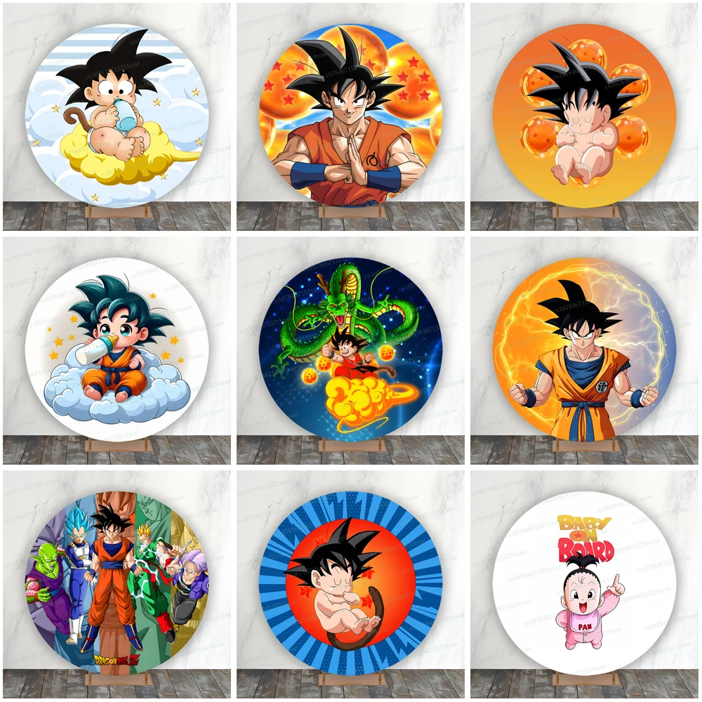 

Dragon Ball Birthday Party Photo Backdrop Baby Shower Photography Backdrop Round Photo Background Banner ﻿Decoration