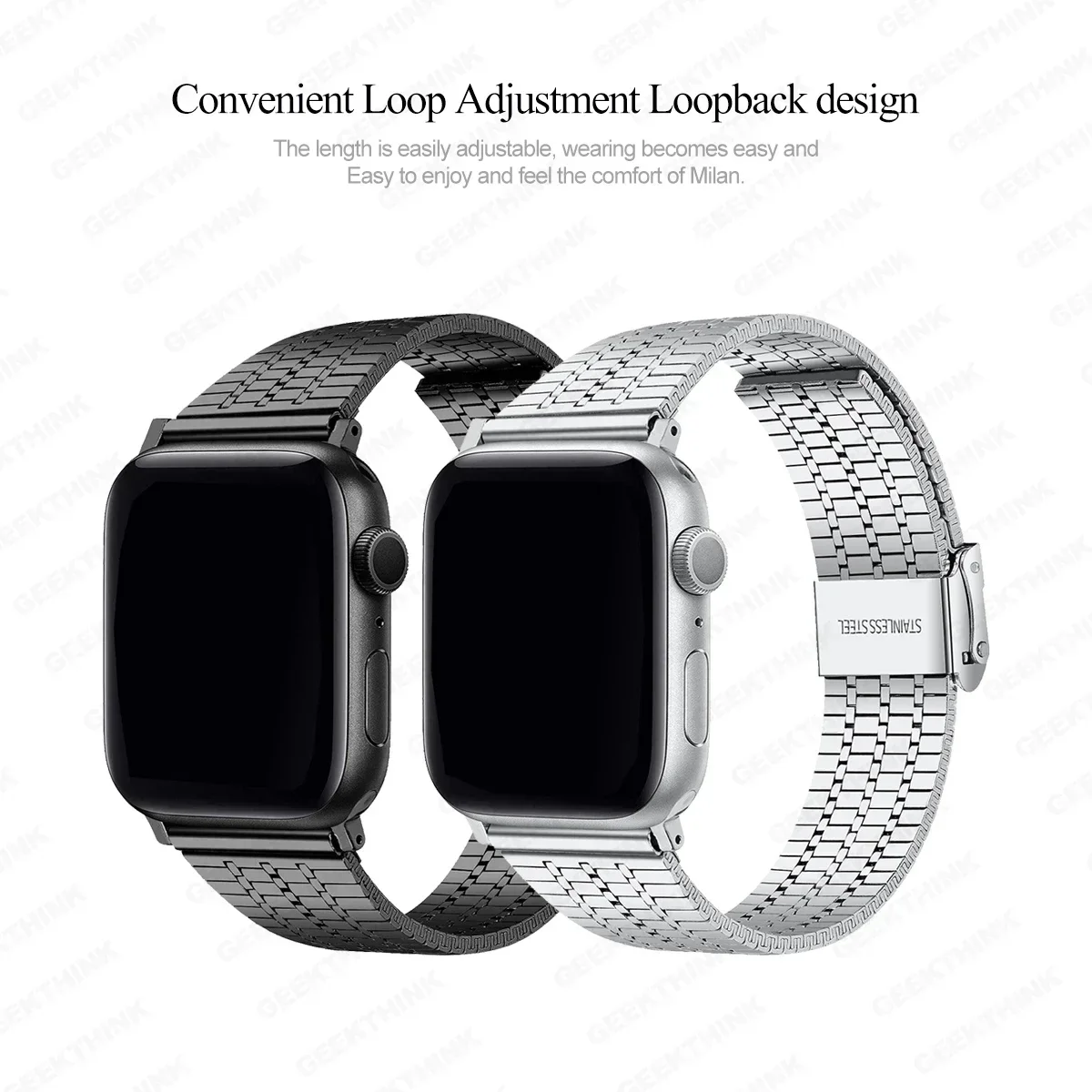 Link Bracelet for apple watch 8 7 45mm 41mm SE 6 5 4 44mm 40mm band Stainless Steel strap iwatch ultra 49mm 3 42mm 38mm bands image 3