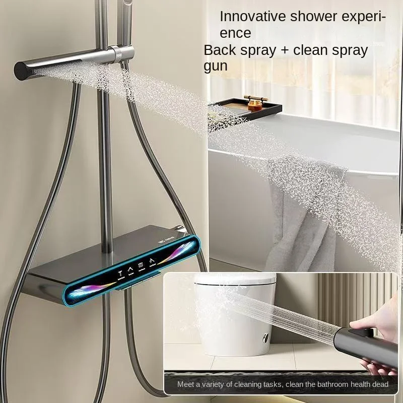 Smart Digital Display Shower Set Bathroom Rainfall Showers System Set Shower Faucet Full Set Booster Bath Winter Selection