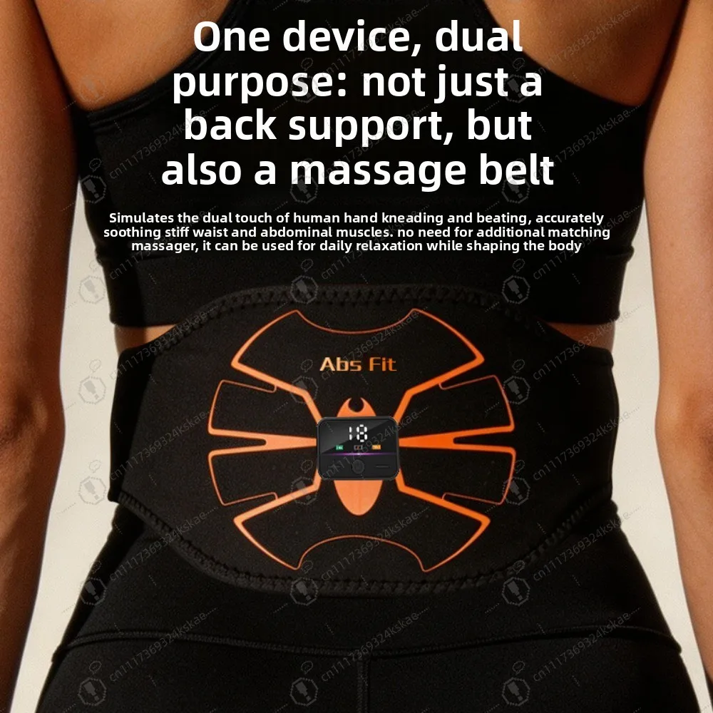 Wearable Heating EMS Abdominal Training Belt, Pulse Muscle Stimulator Waist Wrap for Abdomen Workout