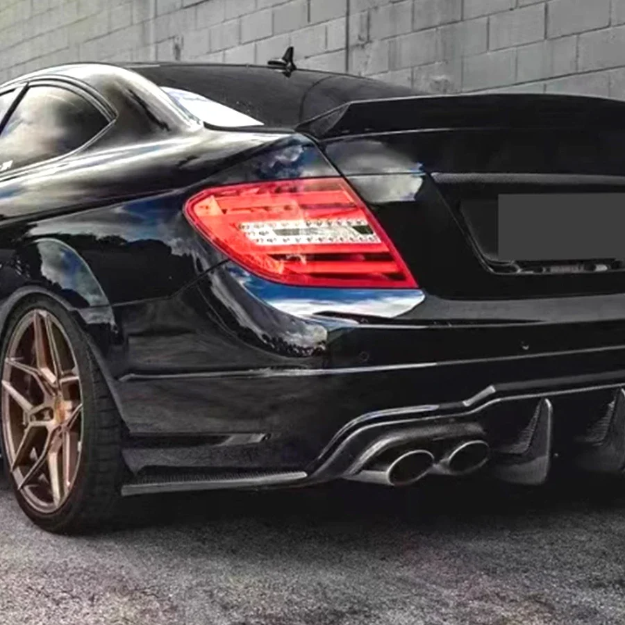 For Benz C Class W204 C63 AMG 2007-2014 Carbon Fiber Rear Bumper Wrap Corner Diffuser Side Spoiler Body Kit