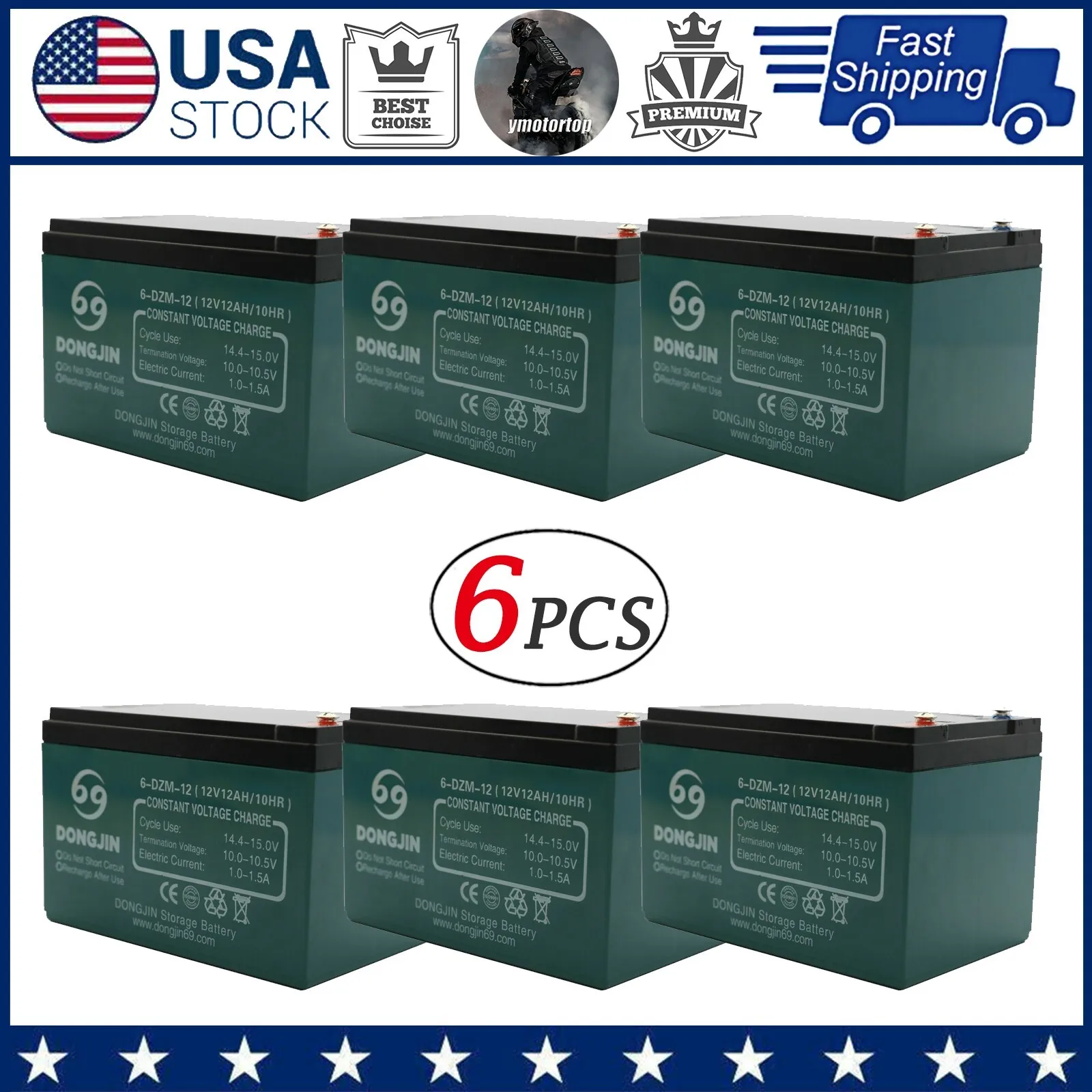 6PCS 12V 12Ah 6-DZM…