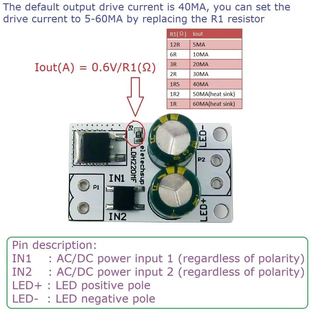 

AC/DC 20-220V to DC 12V 24V 36V 48V 64V 72V 80V 40MA Линейный светодиодный модуль драйвера постоянного тока для люминесцентной потолочной лампы