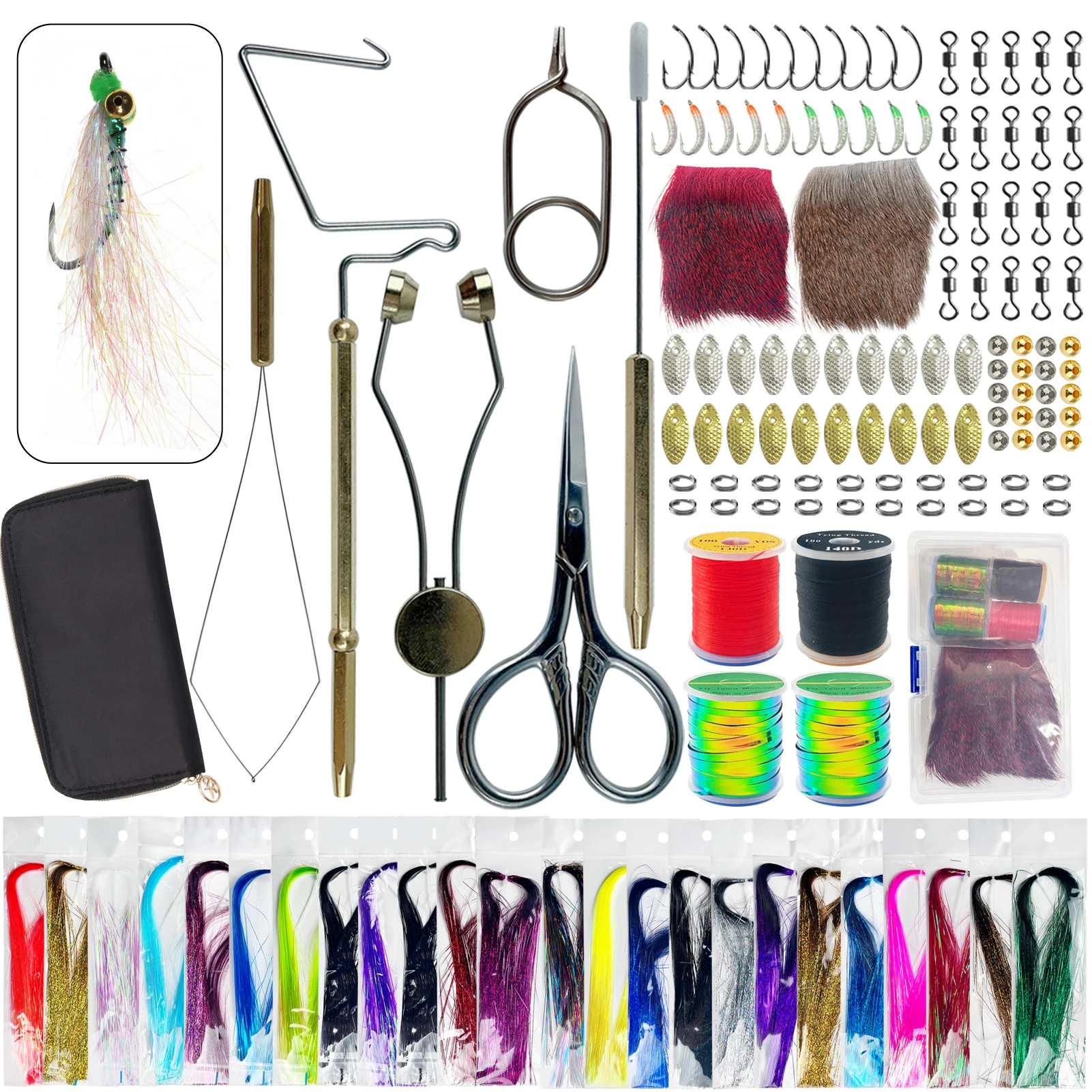 Kit para atar moscas Free Fisher – Crystal Flash y materiales - imagen 3