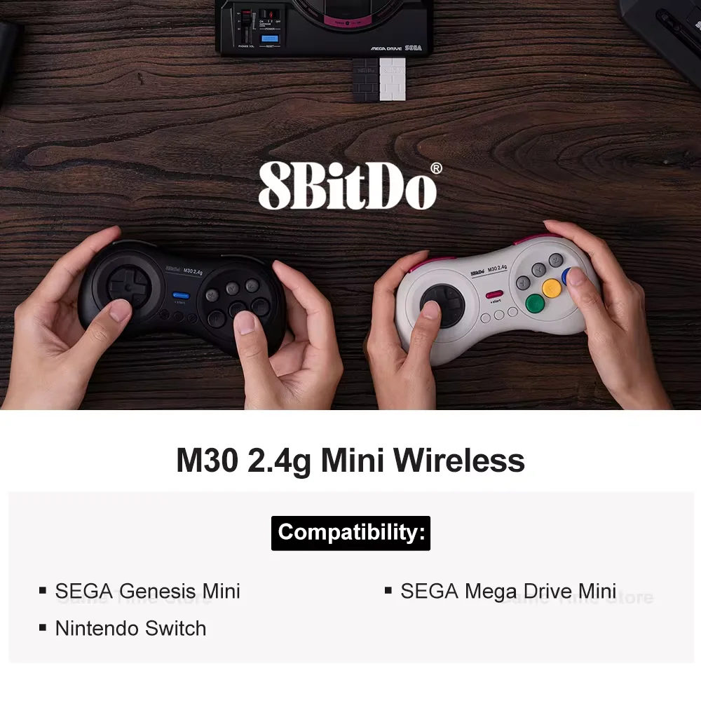 Мини-беспроводной контроллер 8BitDo M30 2,4G для SEGA Genesis Mini/SEGA Mega Drive Mini и геймпада Nintendo Switch