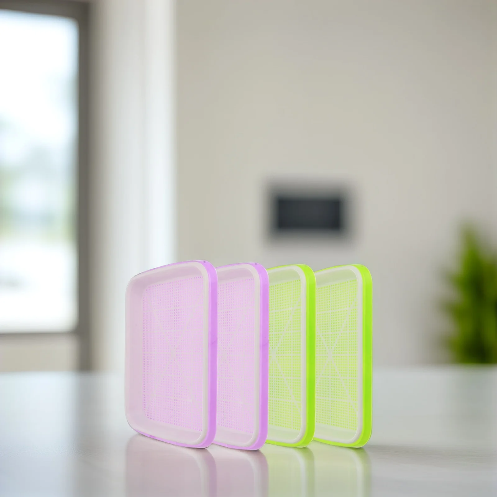 

4Set Water Planting Tray Reusable Plastic Sprouter for Growing Sprouts At Home Ideal for Beans Seeds Grass Easy Root Development