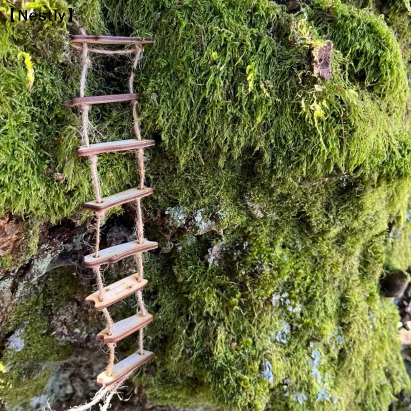 1Pcs Miniature Fairy Garden Decor For Home Courtyard  Landscape Wooden Fairy Bridge Rope Ladder Photography Prop Accessory〔Nest〕