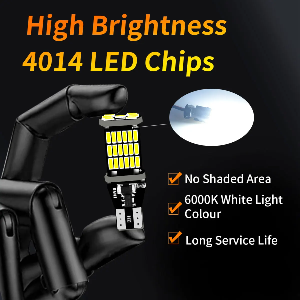 6 قطعة T15 W16W 921 912 T16 T10 902 LED لمبات إشارة السيارة الأبيض للخلف/الذيل بدوره إشارة عكس أضواء الفرامل الضباب #2