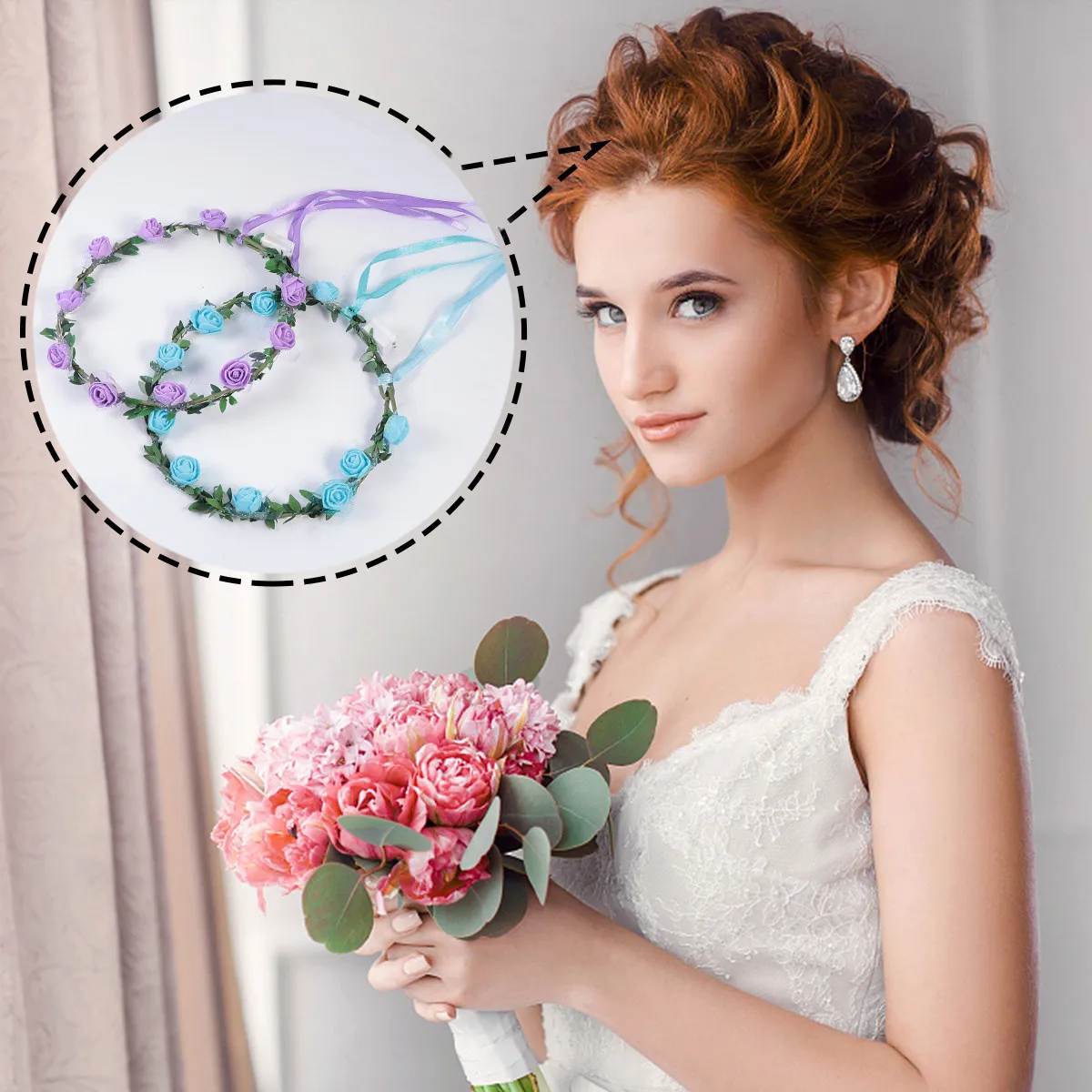 

6Pcs LED Flower Wreath Headband Floral Headdress for Women Girls Romantic Party Wedding Festival Night Glow Crown