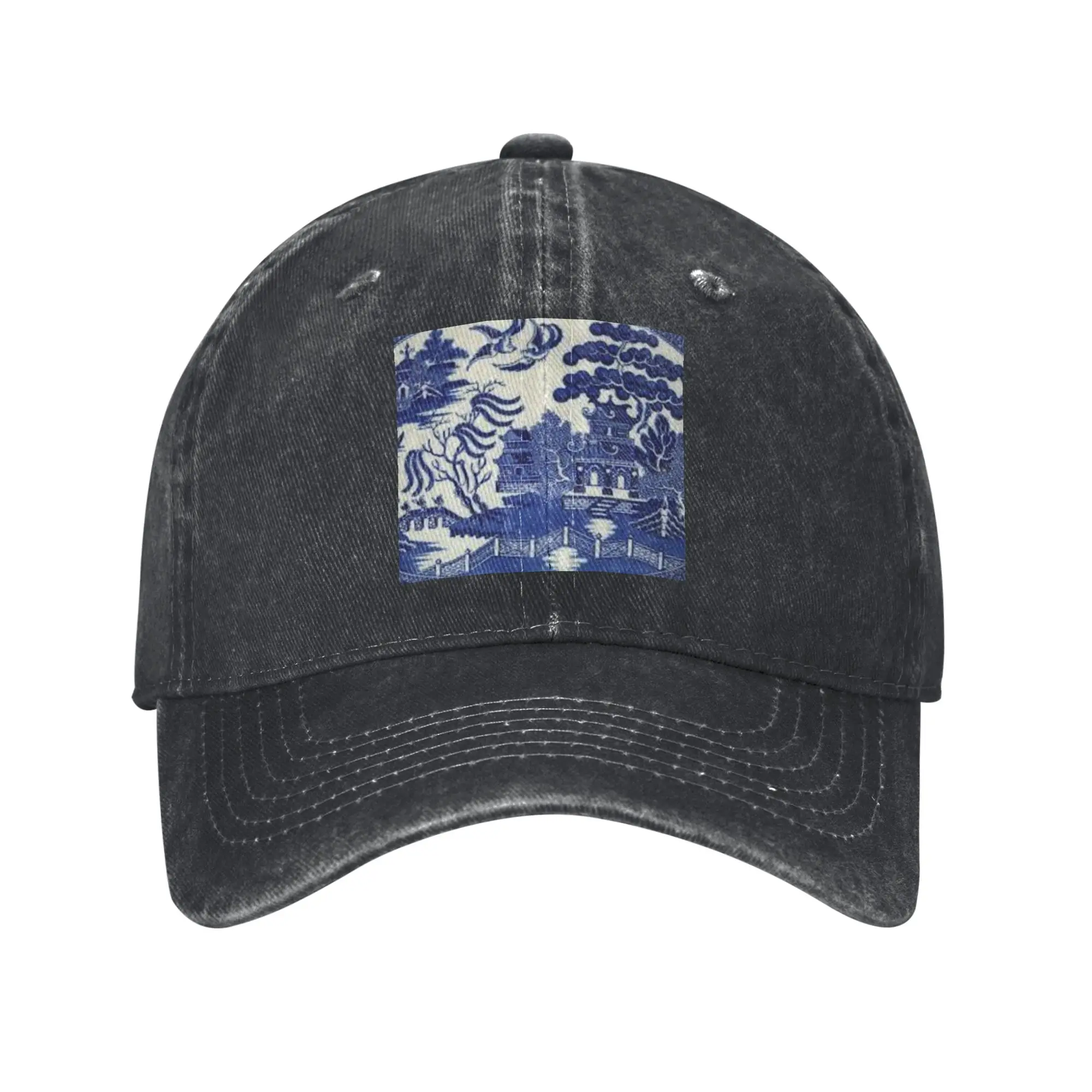 Blue Willow Pattern Coasters Denim Fabric Cap Casual Baseball Caps Adjustable Hat Summer Unisex Baseball Hats