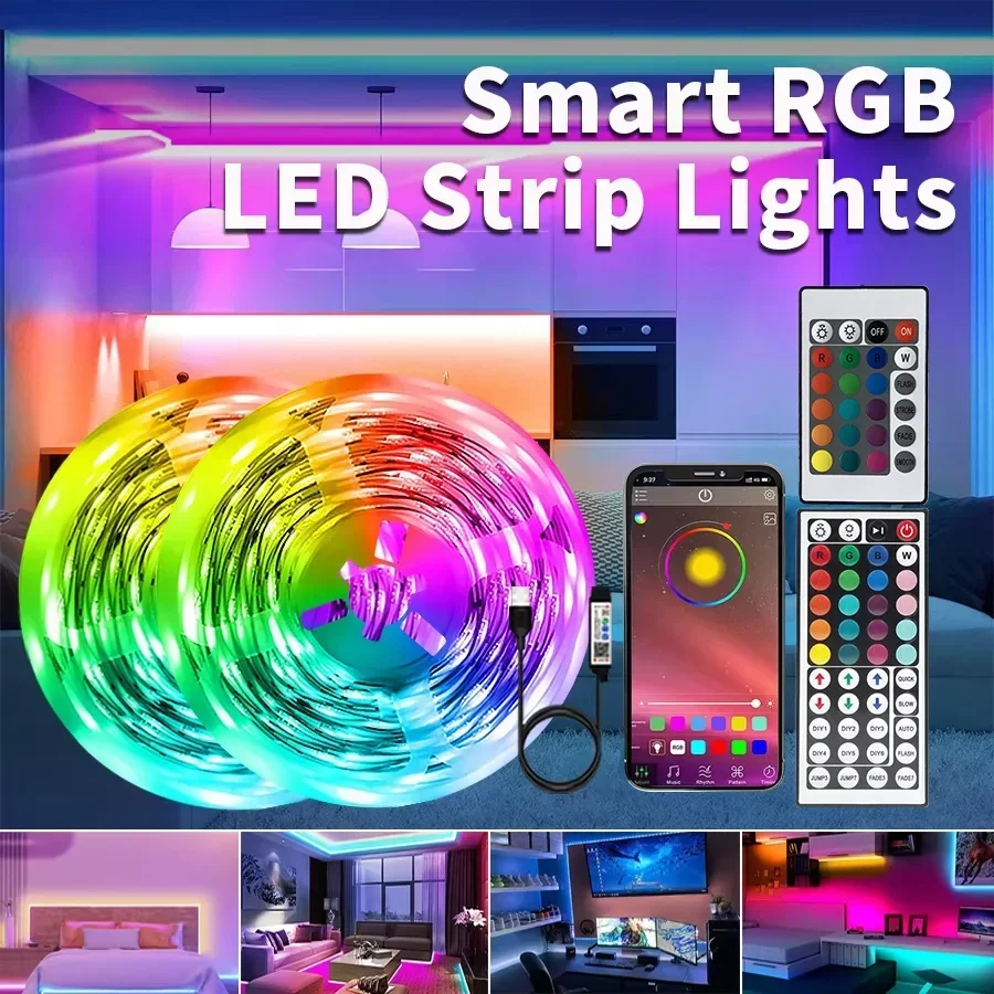 الذكية LED شرائط مصباح LED عيد الميلاد الديكور الإنارات RGB USB 5050 الموسيقى مزامنة شريط مرن APP التحكم عن بعد لغرفة الألعاب