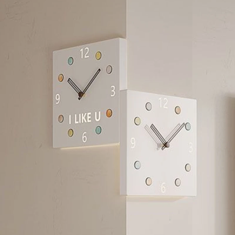 Minimalist Corner Silent Clock Living Room Modern Wall Clocks Wall Art Decoration Clocks Mechanism Watch with Light Ornaments