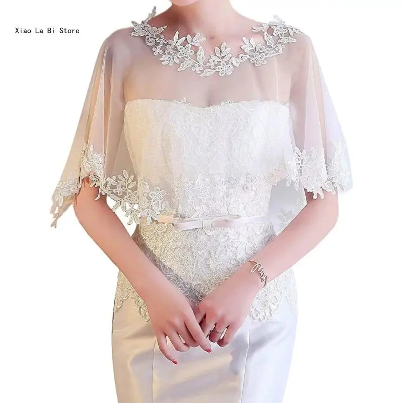 Embroidery Wedding Shawl for Bridal Shower Wedding Half Shawl Tulle Shoulder Wrap Beach Wedding Bridesmaids Tulle Shawl XXFD